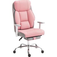 HOMCOM Ergonomischer Bürostuhl, Chefsessel mit Fußstütze und breiter Sitzfläche, aus PU-Leder, bis 135° neigbar mit Kopfstütze, verstellbare Armlehnen und Sitzh – Ansicht 1