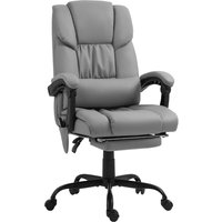 Vinsetto Massagesessel, Bürostuhl, ergonomischer Stuhl mit Fußstütze, höhenverstellbarer Rückenlehne und kabelgebundener Fernbedienung, Kunstlederbezug in Grau  – Ansicht 1