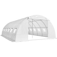 Outsunny Tunnelgewächshaus 6x4x2 m, Tunnelgewächshaus mit 2 Stützstangen, Aufrollbare Türen, Meshenster, PE-Abdeckung und verzinkter Stahlrahmen, UV-beständig,  – Ansicht 1