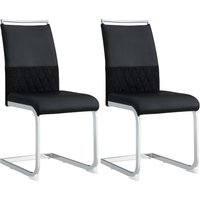 Set aus 2 modernen Esszimmerstühlen mit hoher Rückenlehne aus PU & gepolstertem Leinen, ergonomisches Design für Küche & Büro, Schwarz Aosom.de – Ansicht 1
