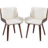 HOMCOM Set mit 2 Vintage-Stühlen für das Esszimmer, weißes Kunstleder-Sitzfläche und Holzbeine Aosom – Ansicht 1