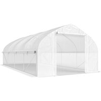 Outsunny Gewächshaus für Außenbereich, 6x3x2 m, Tunnelgewächshaus mit 8 Fenstern, PE-Abdeckung, UV-Schutz und aufrollbarer Tür mit Reißverschluss, seitliche Net – Ansicht 1