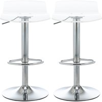 HOMCOM Set mit 2 zeitgenössischen Design-Barhockern, transparente Acryl-Sitzfläche und verchromtes Metallgestell - 360° drehbar - höhenverstellbar mit Fußstütze – Ansicht 1