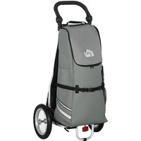 HOMCOM Lastenanhänger & Einkaufstrolley 2 in 1 Für Fahrradanhänger, mit Verbindungsschellen, 24,3kg, 55L, Alu+Oxford, Grau+Silber, 53x43x110cm Aosom – Ansicht 1