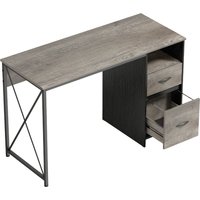 HOMCOM Computertisch, 120x50 cm, Industrieller Schreibtisch mit Fach und 2 Schubladen, für A4, Letter, Büro & Home-Office, Hellgrau Aosom – Ansicht 1
