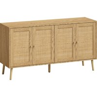HOMCOM Sideboard Küchenschrank mit 4 Soft-Close-Türen und Schublade, Aufbewahrungsschrank mit Verstellbaren Regalen, Kaffeebar Buffetschrank im Boho-Stil für Kü – Ansicht 1