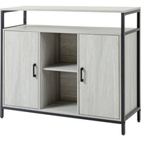 HOMCOM Moderne Holzkommode mit 2 Schränken und Regalen, Küchenmöbel und Eingang in Hellgrau, 100x34x87,2cm Aosom – Ansicht 1