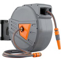 Outsunny Wand-Schlauchaufroller 40+2 m, 180° schwenkbar, Wasser-Schlauchaufroller, 2‑Stufen-Düse, automatisches und stufenweises Aufrollen mit Verriegelung, Ada – Ansicht 1