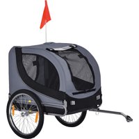 PawHut Hundeanhänger Fahrradanhänger Hundetransporter grau schwarz 130x73x90cm für sichere Ausflüge mit Ihrem Hund Aosom.de