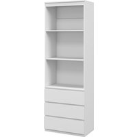 HOMCOM Bücherregal Aufbewahrungsmöbel 180 cm hoch mit 3 Regalen und 3 Schubladen aus Holz 60 x 35 x 180 cm weiß Aosom – Ansicht 1