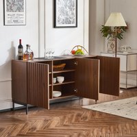 Sideboard im Mid-Century-Modern-Stil, 3D-Wellendesign, für Wohnzimmer, Esszimmer, Bür, 150x40x80 cm, Braun – Ansicht 1