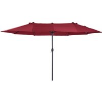Outsunny Sonnenschirm Gartenschirm 455 x 270 cm Marktschirm Doppelsonnenschirm Terrassenschirm mit Handkurbel Weinrot Oval Aosom – Ansicht 1