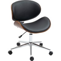 Vinsetto Bürostuhl Vintage-Design Höhenverstellbar 360° drehbar verchromtes Gestell Pappelholz Kunstleder 53B x 53T x 77-87H cm Schwarz Aosom – Ansicht 1