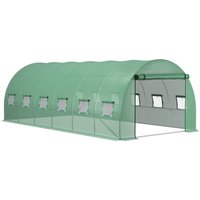 Outsunny Gartenfolie, 600L x 300B x 200H cm, UV-beständig, alterungsbeständig, mit 12 Fenstern, 15 cm verlängerten Kanten, Polyethylen, Grün Aosom – Ansicht 1