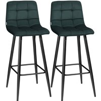HOMCOM Barhocker Küche 2er-Set mit rutschfesten Fußkappen, modernes Design, Stahlbeine, Samtbezug bis 120 kg, 42 x 47 x 105 cm, Grün Aosom.de – Ansicht 1