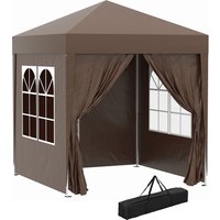 Outsunny Faltpavillon 2x2m mit 4 Seitenwänden und Fenstern, UV-Schutz, Gartenzelt inkl. Tragetasche, stabiler Stahl Oxford, Weiß Aosom.de – Ansicht 1