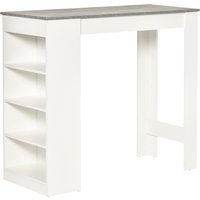 HOMCOM Bartisch Küchentisch mit 4-stöckigem Ablageregal mit Tischplatte für Restaurant Küche Wohnzimmer Spanplatte Weiß+Grau 115 x 50 x 102,7 cm Aosom – Ansicht 1