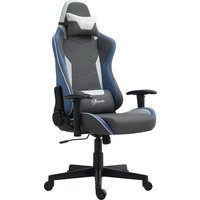 Vinsetto Ergonomischer Gaming-Stuhl mit Armlehnen, Kopfstütze und Höhenverstellung, Rezeptron-Gaming-Sessel, Liegestuhl im Leinen-Stoff mit Wippfunktion, Lordos – Ansicht 1