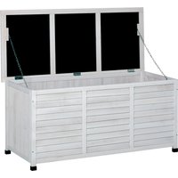 Outsunny Garten-Aufbewahrungsbank aus Fichtenholz, Outdoor-Aufbewahrungsbox mit rutschfesten Füßen 127x56x60cm, Weiß Aosom – Ansicht 1