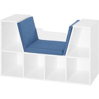 HOMCOM Bücherregal Bank 2-in-1 Design Contemporain 6 Fächer 3 Kissen 102L x 30B x 61H cm Weiß Blau Aosom – Ansicht 1