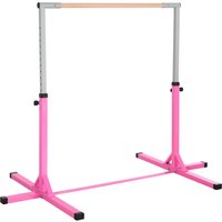 HOMCOM Gymnastik Turnreck 13-stufig höhenverstellbar bis 75 kg belastbar, Reckstange aus Stahl & Buchenholz, rosa, ideal für Training und Fitness Aosom.de