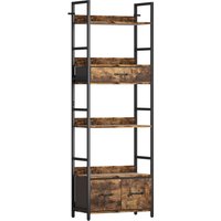HOMCOM Bücherregal Regal mit 6 Ebenen, 4 Regalen, 3 faltbaren Stoffschubladen, Metallgestell, industrielle Aufbewahrung, für Wohnzimmer Büro Schlafzimmer, 60x30 – Ansicht 1