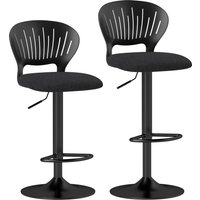 HOMCOM 2er-Set hohe drehbare Barhocker 360°, höhenverstellbar 84-105 cm, hohle Rückenlehne, Fußstütze, für Esszimmer, Theke, Schwarz Aosom – Ansicht 1