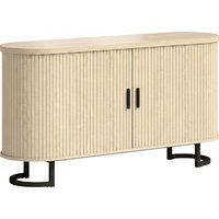HOMCOM Sideboard, ovales Aufbewahrungsmöbel mit 2 Schiebetüren und verstellbaren Regalen, TV-Möbel bis 152,4 cm (60 Zoll), moderner Stil, Esszimmer- und Küchenb – Ansicht 1