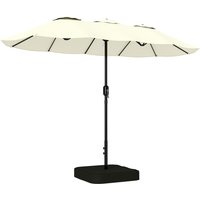 Outsunny Doppelseitiger Gartenschirm 3 x 1,5 m mit Fuß und Sandsäcken, UPF 50+, Gartenschirm mit Schutzhülle, Kurbel, 12 Streben, Ideal für Pool, Rasen, Garten, – Ansicht 1