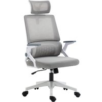 Vinsetto Bürostuhl ergonomisch mit verstellbarer Kopfstütze und Armlehnen, höhenverstellbarer Drehstuhl mit Wippfunktion und Lendenstütze aus Mesh Aosom.de – Ansicht 1