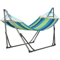 Outsunny Freistehendes Hängemattengestell, klappbar, Hängematte aus Baumwolle und Stahlkonstruktion, maximale Tragfähigkeit 120kg, 270x100x94cm Aosom – Ansicht 1