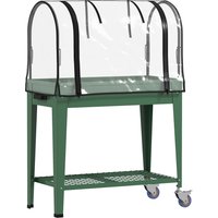 Outsunny Hochbeet auf Rollen, Pflanztisch mit PVC-Gewächshausabdeckung und unterem Regal für Pflanzen, Blumen und Gemüse, 80x40x120 cm, Grün Aosom – Ansicht 1