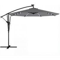 Outsunny Exzentrischer Sonnenschirm mit Solar-LEDs, 330x295 cm, Gartenschirm mit Kreuzfuß, Kurbel, Schutzhülle und Windsicherungsseil, UV-Schutz 50+, für Terras