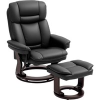 HOMCOM Relaxsessel mit Hocker, 360°drehbarer Fernsehsessel mit Liegefunktion, TV-Sessel mit Taschenfeder für Wohnzimmer, Kunstleder, Schwarz Aosom – Ansicht 1