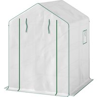 Outsunny Gewächshaus PE mit 3 Regalebenen, Balkongewächshaus, verstärkte 135 g/m² Abdeckung, Stahlrahmen, aufrollbare Reißverschlusstür, für Gemüse Pflanzen Blu – Ansicht 1