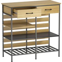 HOMCOM Buffet Küche, Aufbewahrungsmöbel mit 2 Schubladen und 3 offenen Regalen, industrieller Stil, Stahlrahmen, für Esszimmer, Wohnzimmer, Küche, 90 x 40 x 91  – Ansicht 1