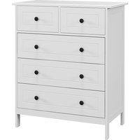 HOMCOM Weiße Kommode mit 5 Schubladen, Aufbewahrungsmöbel für Schlafzimmer, Büro, Eingangsbereich, zeitgenössischer Stil, Metallgriff, 74 x 40 x 91 cm Aosom – Ansicht 1