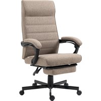 Vinsetto Ergonomischer Bürostuhl, Drehbarer Bürostuhl, Neigbar, in Leinenoptik mit Armlehnen, höhenverstellbar und einklappbarem Fußstütze, Braun Aosom – Ansicht 1