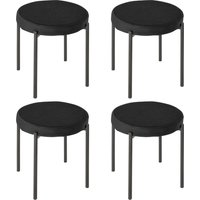 HOMCOM 4er-Set Esszimmerhocker Stapelbar Esszimmerstühle Küchenstuhl mit gepolstertem Sitz, Samtoptik Sitzhocker Samt für Küche Esszimmer Metall Schwarz 41,5 x  – Ansicht 1