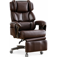 Chefsessel mit Massage- und Heizfunktion, Ergonomischer Bürostuhl mit PU-Leder, ausziehbare Fußstütze, 85,5x76,5x114-121,5 cm, Braun Aosom.de – Ansicht 1