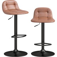 HOMCOM 2er-Set Barhocker aus PU-Leder, Retro-Industrial - Barstühle, höhenverstellbar, 360° drehbar, Rückenlehne, Fußstütze - für Esszimmer, Theke, 40x41,5x76-9 – Ansicht 1