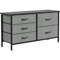 HOMCOM Kommode mit 5 Stoffschubladen, Schlafzimmerkommode, Stahlrahmen, Kommode für Wohnzimmer, Büro, Ankleidezimmer, Schwarz und Dunkelgrau Aosom – Ansicht 1
