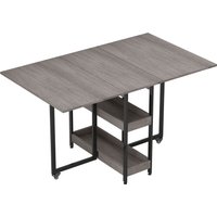 HOMCOM Esstisch Klappbar Küchentisch für 2-4 Personen mit 2 Offenen Ablagen, Mobiler Esszimmertisch Klapptisch für Kleine Räume, Esszimmer, Küche 133,4 x 80 x 7