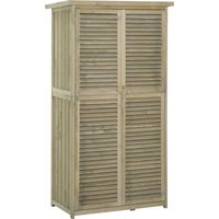 Outsunny Gartenschrank Holz geräteschuppen Gekipptes Asphaltdach Verriegelte Türen wasserfest Freie Lüftung Holzfarben 87 x 46,5 x 160 cm Aosom.de – Ansicht 1