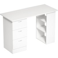 HOMCOM Schreibtisch Computertisch Bürotisch Arbeitstisch Regal mit 3 Schubladen Regale Weiß 120 x 49 x 72 cm Aosom – Ansicht 1