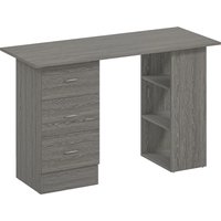 HOMCOM Computertisch mit 3 Schubladen und 3 offenen Regalfächern, 120 x 49 x 72 cm, umkehrbarer Stauraum, moderner Stil, Computertisch für Schlafzimmer, kleiner – Ansicht 1