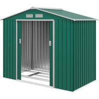 Outsunny Gartenhaus 2,42 m² - Aufbewahrung für Gartengeräte mit Fundament - abschließbare Doppeltür - Maße 213L x 130B x 185H cm - grünes Stahlblech Aosom – Ansicht 1