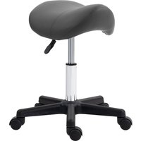 HOMCOM Rollhocker Höhenverstellbarer Drehhocker Arbeitshocker mit Rädern Drehbarer Salonstuhl Sitzhocker Salon Hocker Kunstleder Grau 48 x 47 x 45-59 cm Aosom – Ansicht 1