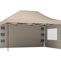 Outsunny Faltbarer Pavillon 2,9x4,3 m Pop-up mit Seitenteilen und Fenstern, Gartenpavillon höhenverstellbar mit Aufbewahrungstaschen, Tasche mit Rollen, UV50+,  – Ansicht 1