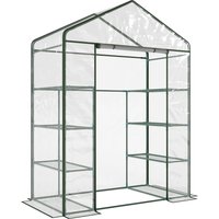 Outsunny Rechteckiges Garten- und Terrassengewächshaus 143x73x195cm, Transparente PVC-Platte und 8 Einlegeböden, aufklappbare Rolltür Aosom – Ansicht 1